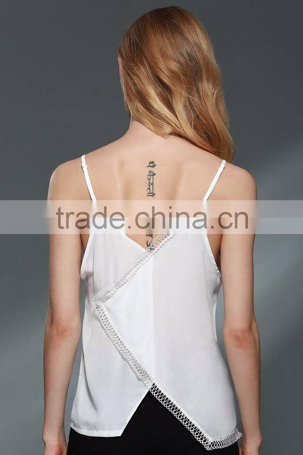 Lace Trim Cami White New Wrap Lace Designer Casual Top Women White Tank Top