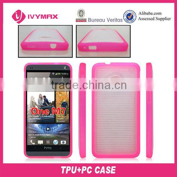 New design TPU + PC cell phone case For HTC One M7