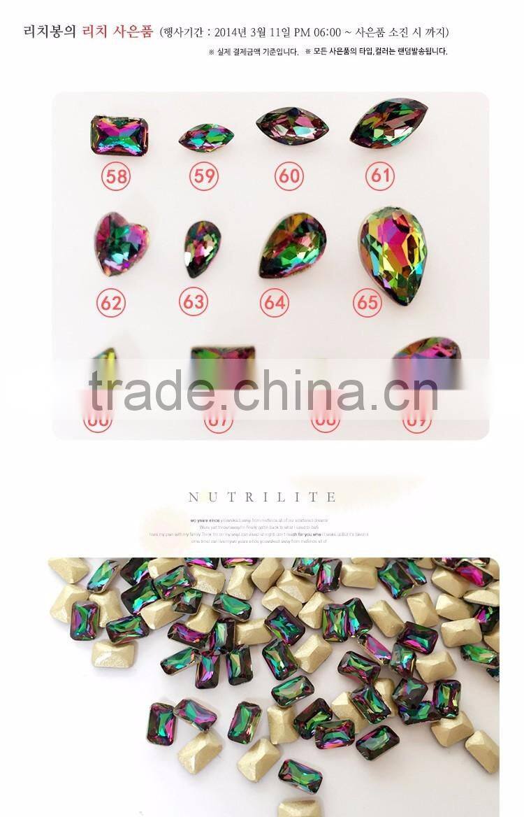 3D Nail Art DIY Decoration Luxury Crystal Colorful Flame Round & Rhombus Pattern Rhinestone & Decoration For Manicure Tools