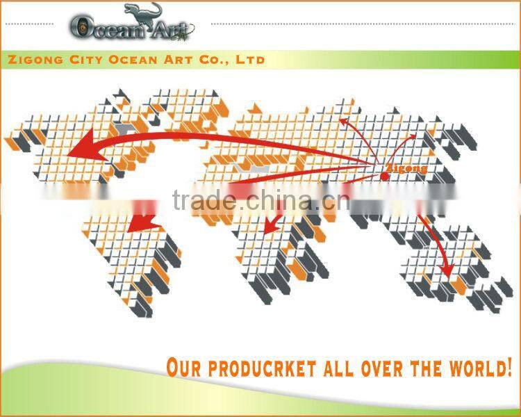 Large fiberglass dinosaur sculpture for exhibit