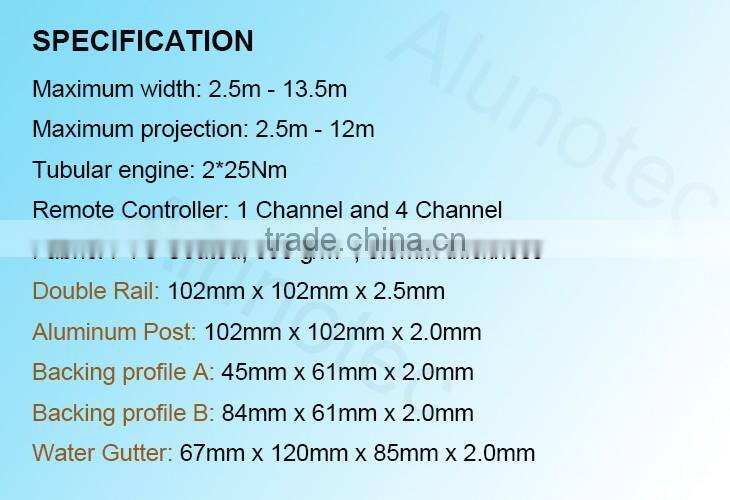 Retractable Roofing System/All Season Aluminium Pergola System