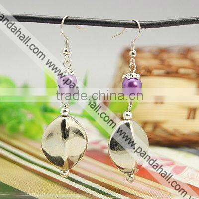 Fashion Glass Pearl Earrings, with CCB Acrylic Pendants(EJEW-JE00503)
