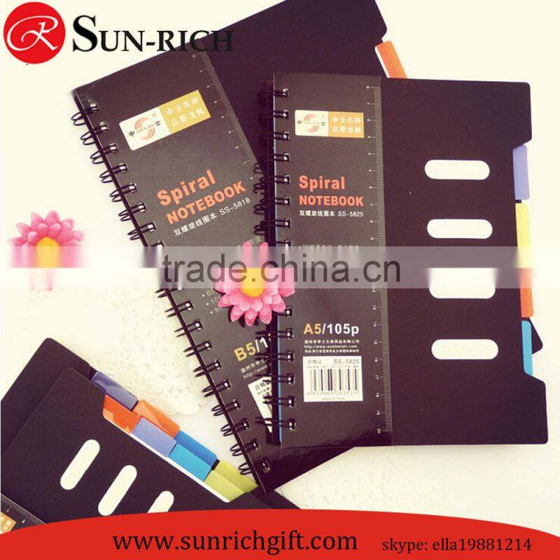 2015 New Products Black hardcover spiral journal with square grid printing cheap price wholesale