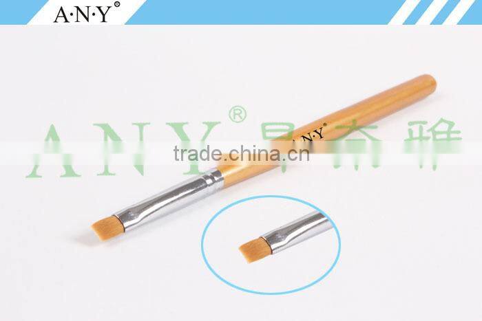 ANY Nail Art Beauty Care Golden Wood Handle Flat UV Gel Finger Brush Nail Art