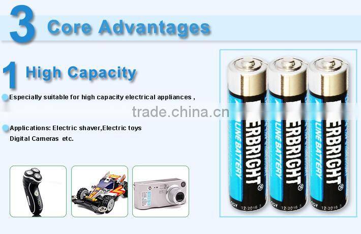 ecological friendly Zn/MnO2 alkaline dry batteries 1.5v aaa lr03