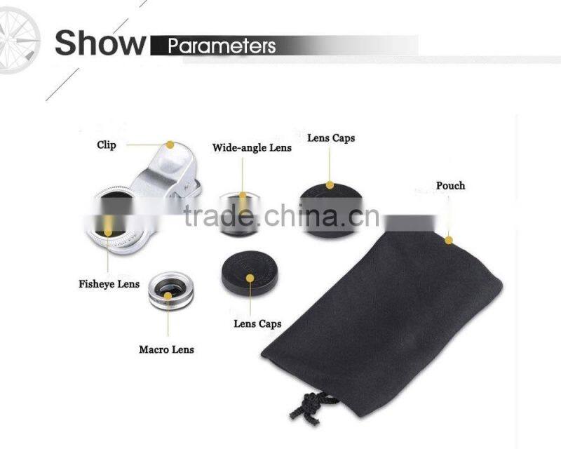 3 in1 Smartphone Lens Kit Cellphone Lens Macro Wide Angel Fisheye Lens for samsung galaxy s6 iphone 6