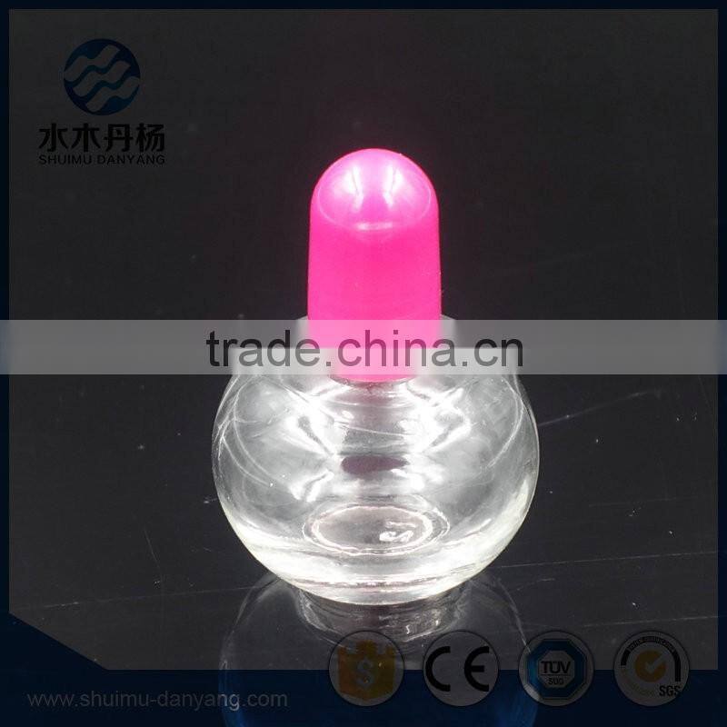 10ml round fancy clear glass nai polish bottle