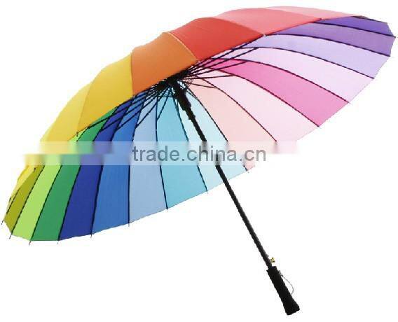24 ribs rainbow umbrella factory for all kind of advertising 23" stick umbrella