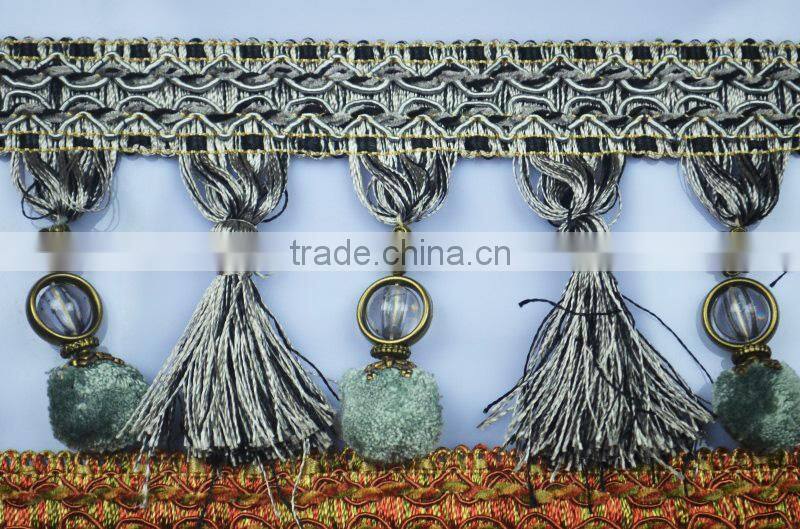 best sell fancy trimming beads tassel fringe curtain accessory,decorative tassels for curtains