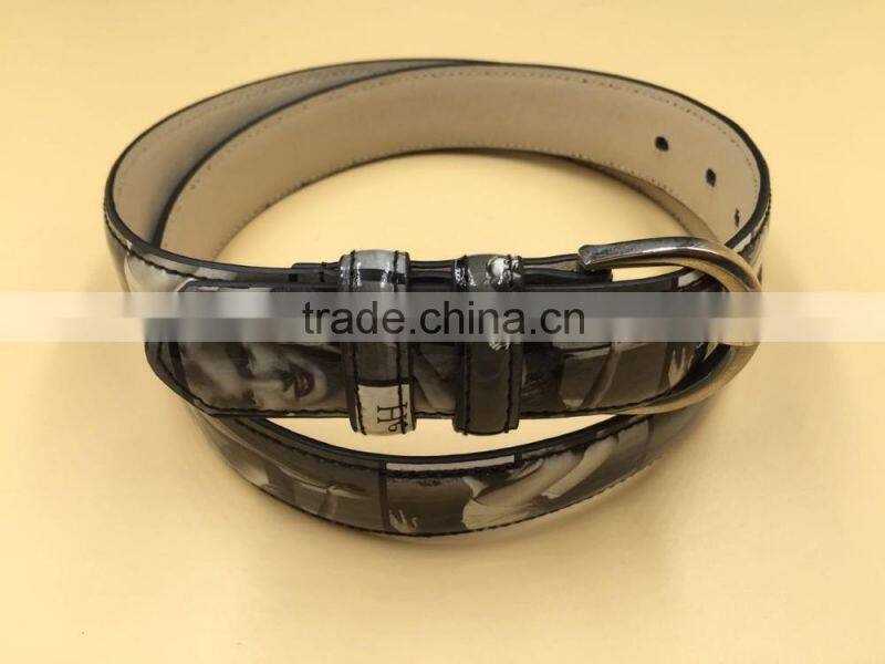 Metal buckle belt crisscross pattern belt for lady