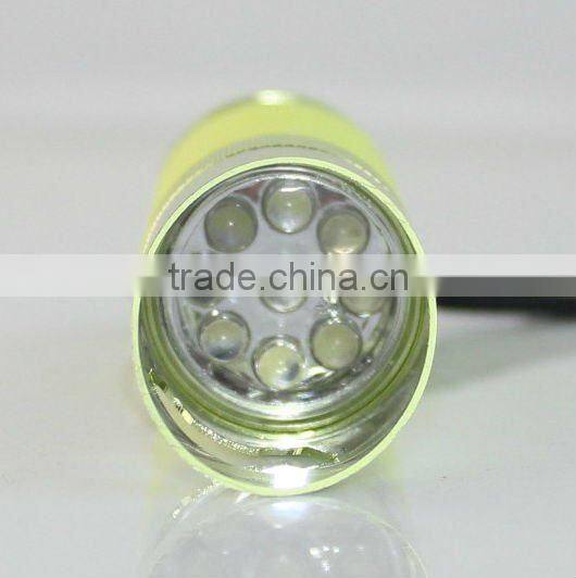 9 LED Fluorescence Cover Bottle Aluminum Flashlight