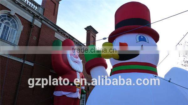 2015 new design giant inflatable snowman with red hats for christmas celebration