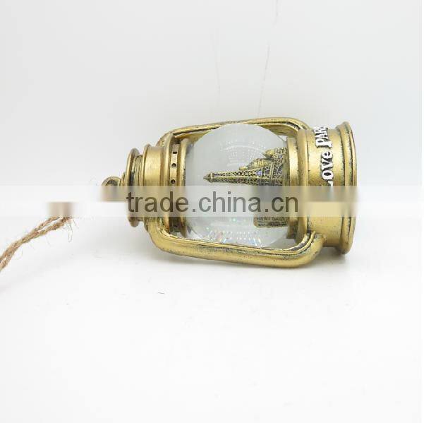 Golden color led creative home decor snow globe with blowing snow