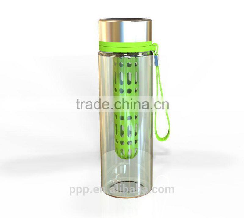 Plastic water bottle with strainer/ clear plastic water bottles