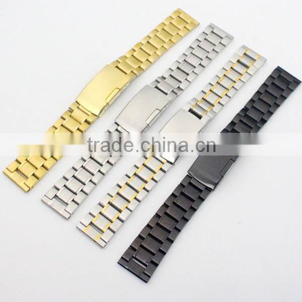 18mm 20mm 22mm 24mm butterfly buckle watch parts solid stainless steel band