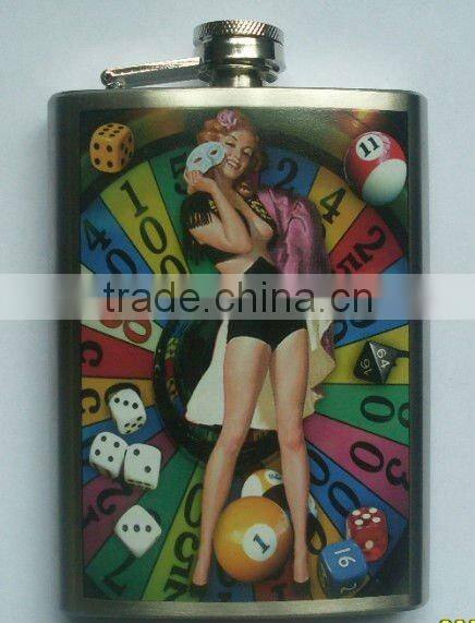 hot!!! High quality pocket flask with water-transfer