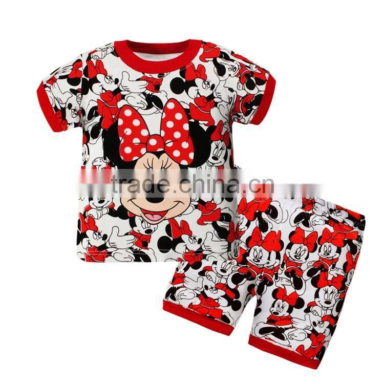 Wholesale 2016 new arrival short sleeve lovely printed cotton oem service hot sale family matching pajamas