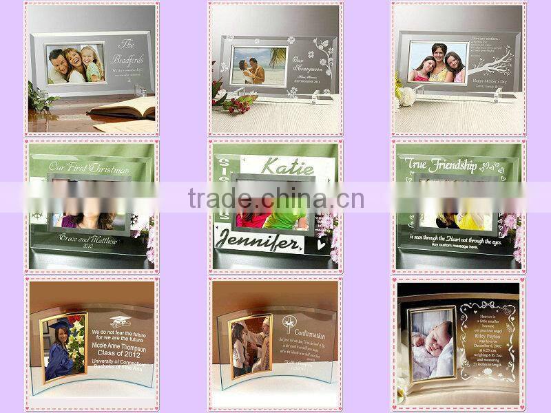 Family Engravable Glass Photo Frame For Home Decoration