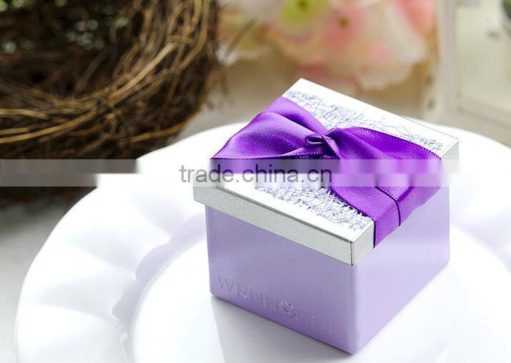 creative square purple paper Gift Box candy box chocolate box for wedding and children party
