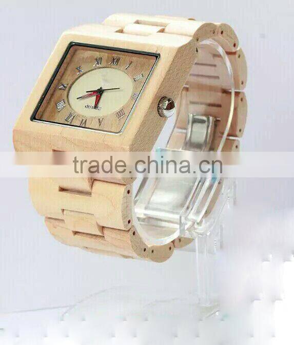 New fashion style square wood watch enviormental friendly OEM services , custom watches wooden watches