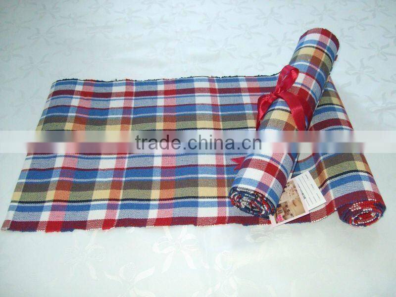 Check and stripe place mat and table runner