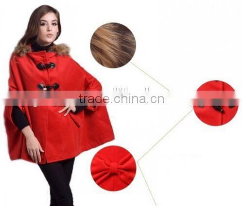 2015 Fashion Loose Europe Style Sexy Coat Long Sleeve Fur Collar Party Special Design Ladies Coat