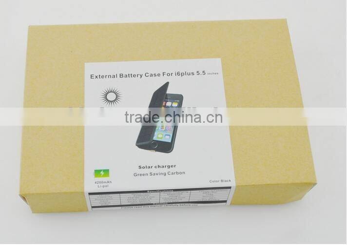 For iPhone 6s plus Solar Battery Case,4200mAh Portable Solar Power Bank Backup External Battery Charger Case For iPhone 6 Plus