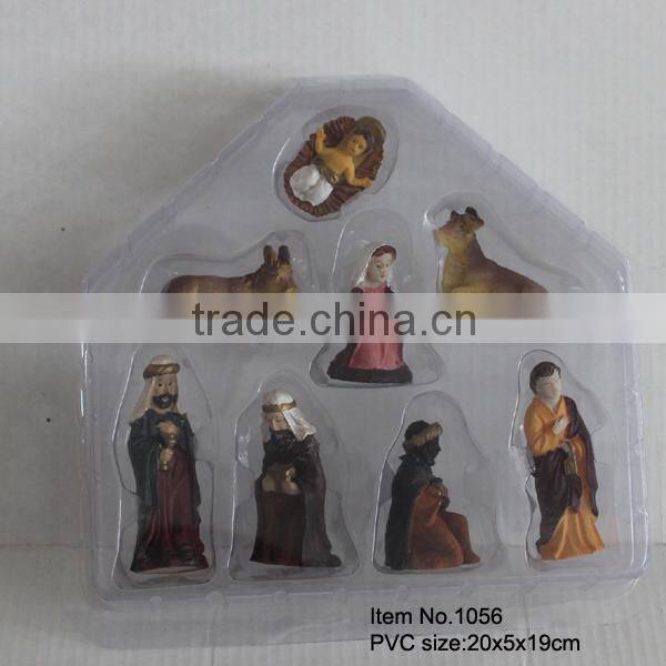 Set of 4 Christmas decoration scene resin miniature house and figurines