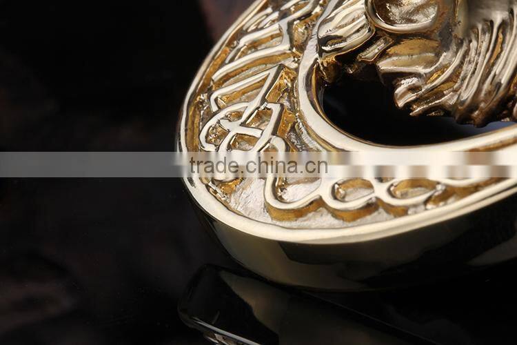 2015 new design high polish animal head gold coin pendant