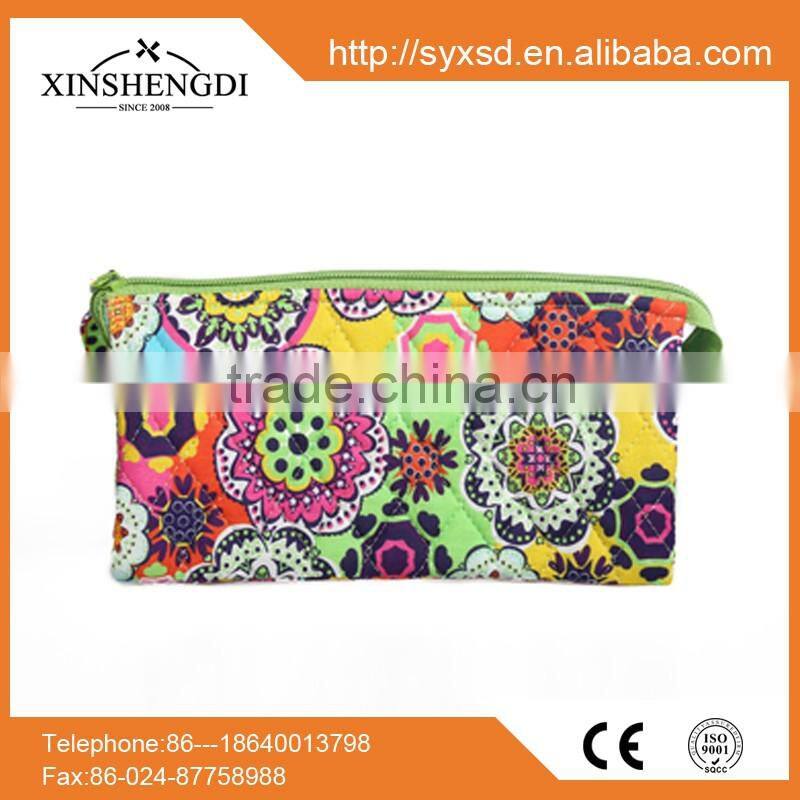 SDF035 pencil case, wholesale high quality floral print 100% cotton quilted pencil bag