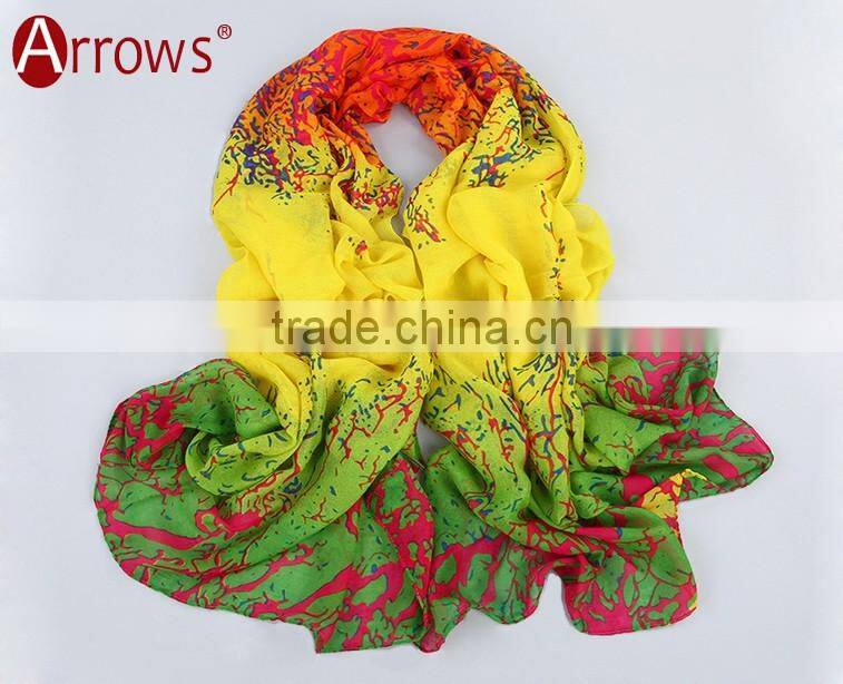 180*80cm Women's Viscose Voile Crinkle Scarf Big Rose Print Wrap Sexy Coral Pattern