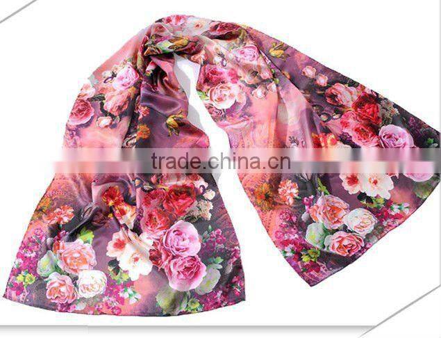 flower,printed,Printed Pattern and Medium Style of Length 100% silk scarf