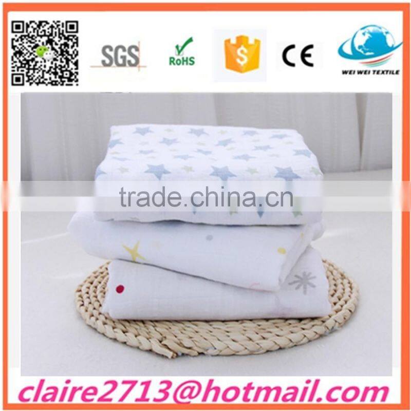 China Manufacter 2015 Hot Sales 100% Organic Cotton Muslin Swaddle Baby Blanket Bamboo Muslin Baby Blankets