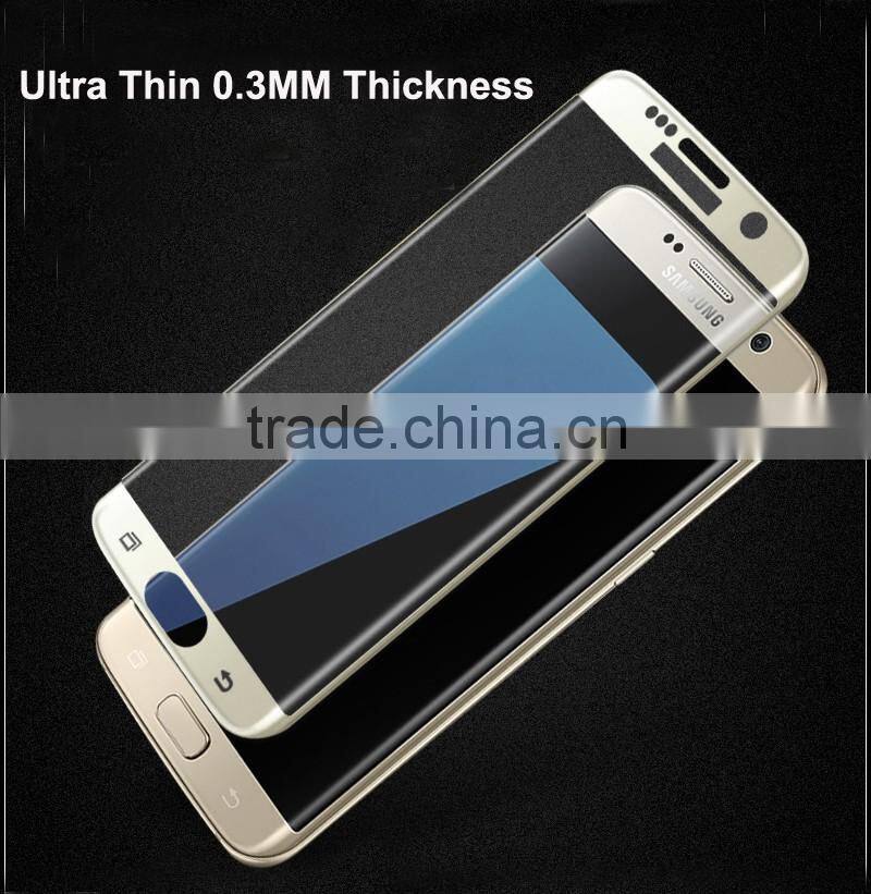 Hot !!!!! Full Coverage Golden Anti-shock Tempered Glass Screen Protector for Samsung S7 Edge
