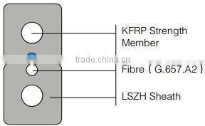 G657A SM Flat Drop FTTH Fiber Optic Indoor Cable