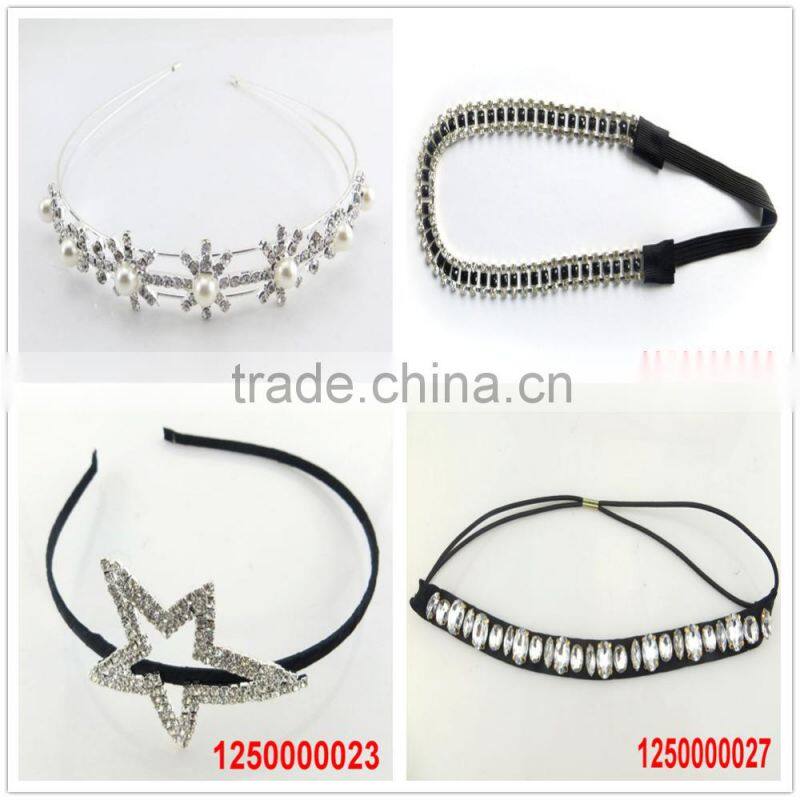 YiWu best design leaf wide rhinestone headband