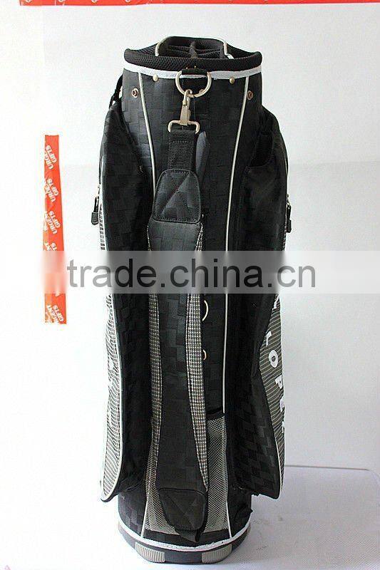 golf bag with cooler bag in the frontal and two side