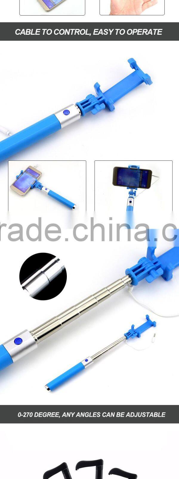 Light weight extendable stick universal removable selfie stick for phone with customized logo