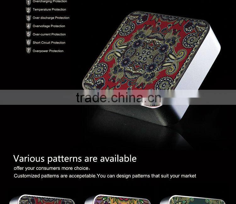 diy square power bank 6600mah powerbank for smartphon/Samsung/Nokia/HTC/Blackberry