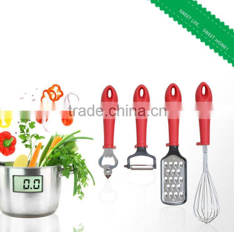 Fashion Eco-friendly Stainless steel with pp handle Kitchen Accessoriess Holder/Bottle Opener/egg Whisk 4PCS Dinnerware Set