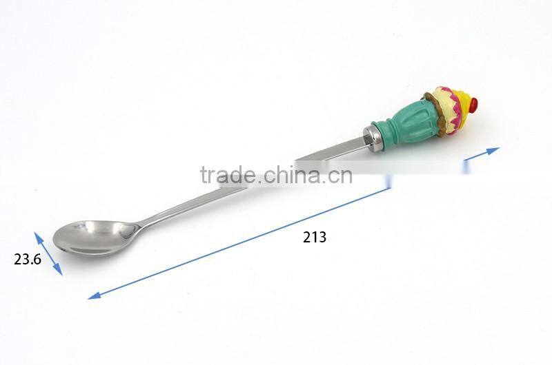 Long handle metal ice-cream spoon with designed tips