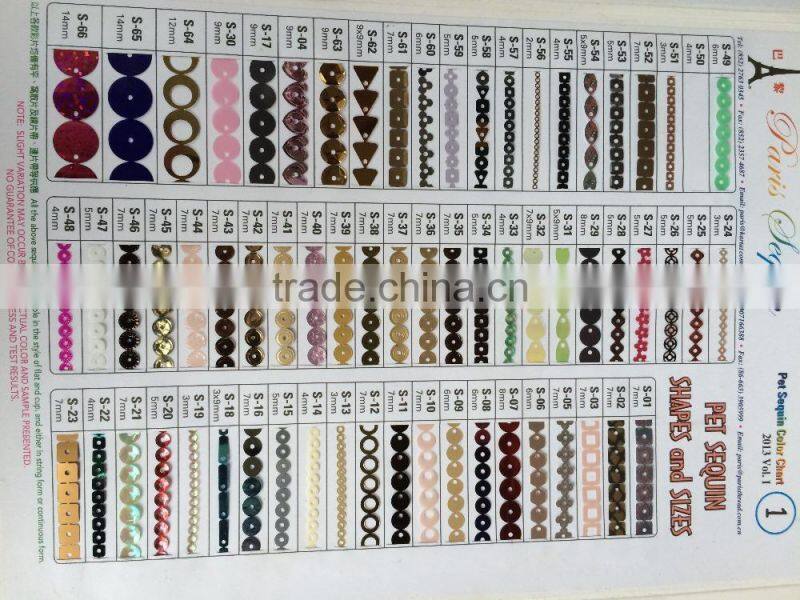 2015 New Style Colorful Laser Loose Sequins,Spangle,Spangle Sequins PVC PET sequin