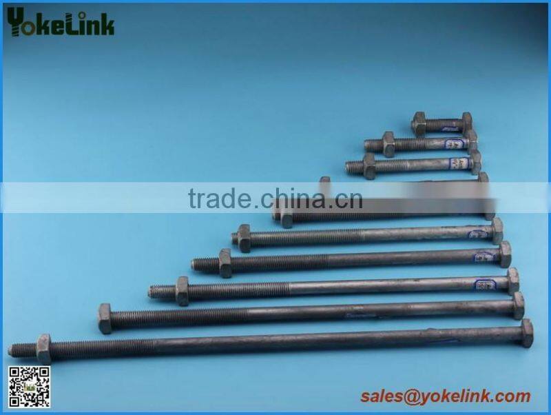 ANSI/IEEE Std C135.1 Carbon steel Hot Dip Galvanized square bolts with nut