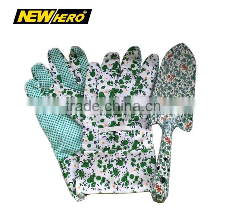 Novelty ladies flower design trowel and glove special gift for garden tool set