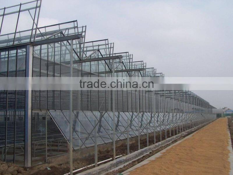Hot dip galvanized steel structure cultivating glass greenhouse flowers
