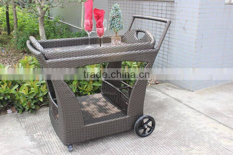 Rattan Furniture Food Dining Car With Fixable Wheels