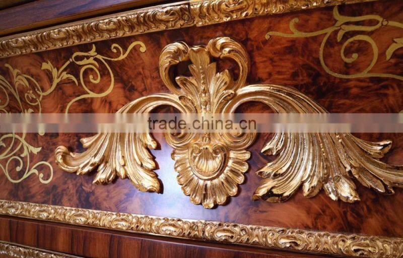 Gorgeous Luxury Design French Marquetry Bedroom Furniture Dresser Table, Neo-Classic Wooden and Brass Dressing Table