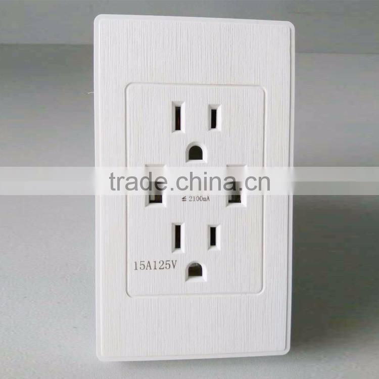 High-End 4.2A USB Receptacle, Four 2.4A USB Charging Outlets 4.2AMP/21W Total with Wall Plate