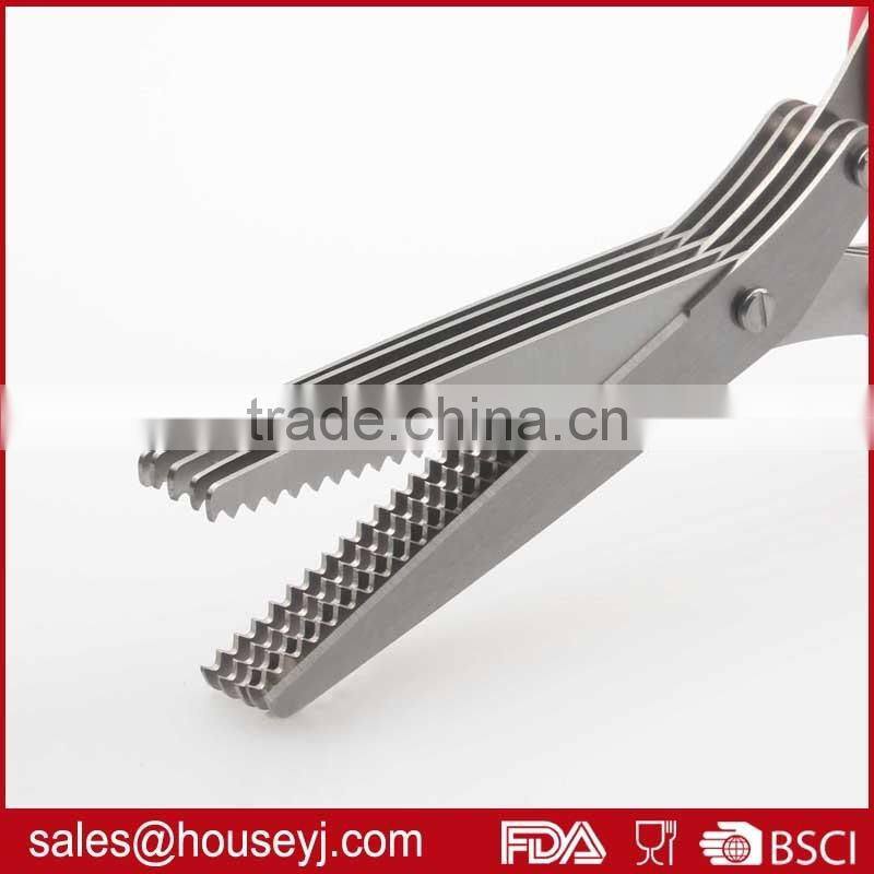 Hot sale stainless steel 5 layer blades kitchen herb scissors with soft grip handle