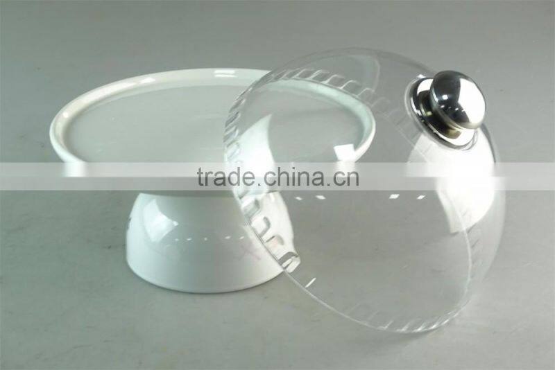 White cheap ceramic stand with plastic cover for candy/fruit/daily use